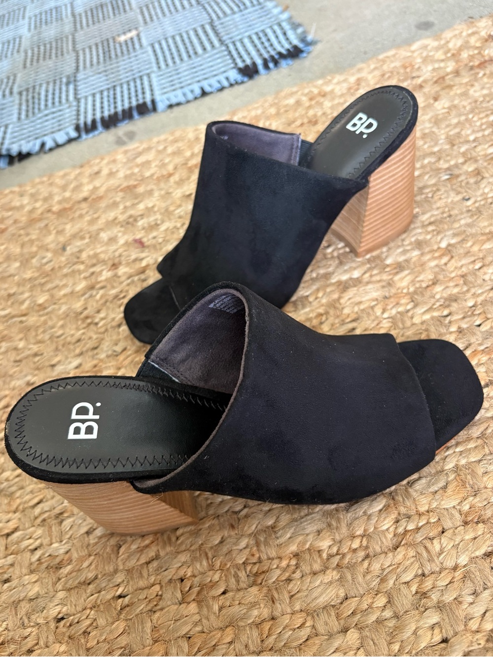 bp black suede mule chunky heel clog 7.5M like new